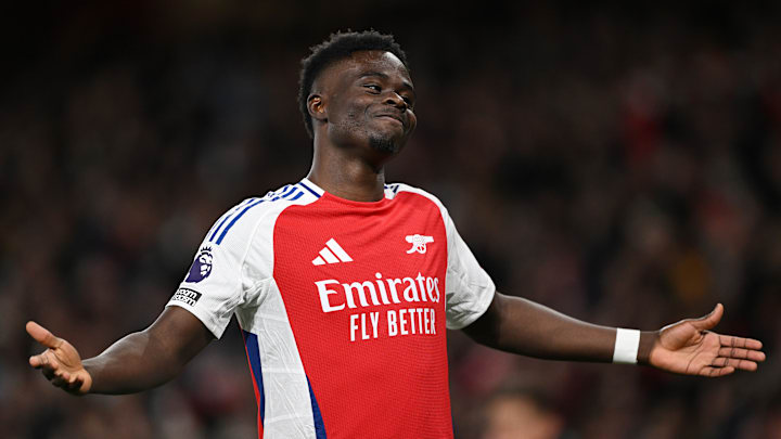 Bukayo Saka could only shrug after his perfect return