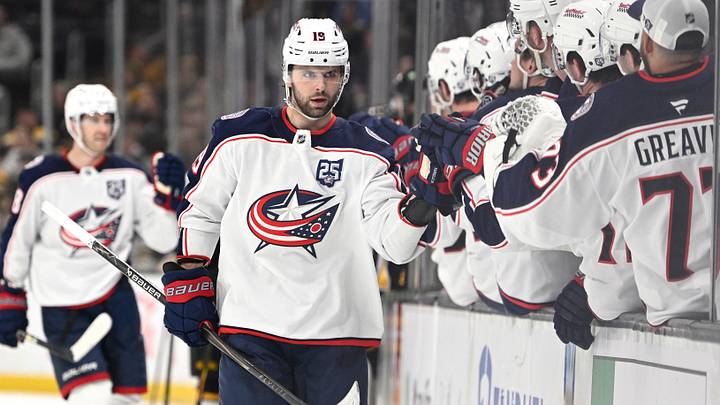 Feb 26, 2026; Boston, Massachusetts, USA; Columbus Blue Jackets center Adam Fantilli (19) celebrates a goal against the Boston Bruins with his bench during the third period at TD Garden. Mandatory Credit: Eric Canha-Imagn Images Feb 26, 2026; Boston, Massachusetts, USA; Columbus Blue Jackets center Adam Fantilli (19) celebrates a goal against the Boston Bruins with his bench during the third period at TD Garden. Mandatory Credit: Eric Canha-Imagn Images