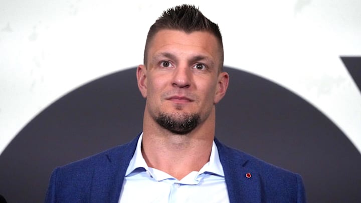 Feb 6, 2025; New Orleans, LA, USA; Rob Gronkowski during Fox Sports media day at Ernest N. Morial Convention Center.