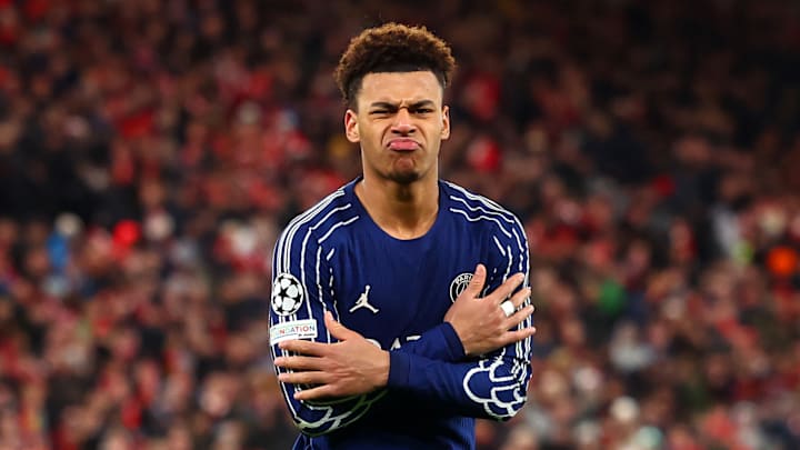 Désiré Doué après son tir au but face à Liverpool Désiré Doué après son tir au but face à Liverpool