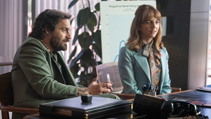 Jake Johnson, Ophelia Lovibond in Minx on HBO Max Jake Johnson, Ophelia Lovibond in Minx on HBO Max