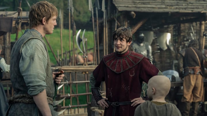 Peter Claffey (Dunk), Shaun Thomas (Raymun Fossoway), and Dexter Sol Ansell (Egg) in A Knight of the Seven Kingdoms. Peter Claffey (Dunk), Shaun Thomas (Raymun Fossoway), and Dexter Sol Ansell (Egg) in A Knight of the Seven Kingdoms.