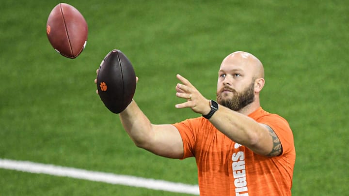 Clemson assistant Ben Boulware during the Clemson second football August practice in Clemson, S.C. Friday August 2, 2024.