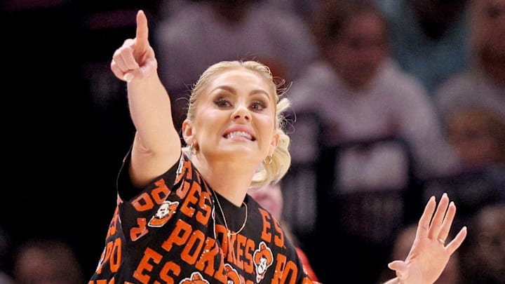 Oklahoma State head coach Jacie Hoyt points during the first half of a Bedlam women's college basketball game between the OSU Cowgirls and OU Sooners at Paycom Center in Oklahoma City, Saturday, Dec. 13, 2025. Oklahoma State head coach Jacie Hoyt points during the first half of a Bedlam women's college basketball game between the OSU Cowgirls and OU Sooners at Paycom Center in Oklahoma City, Saturday, Dec. 13, 2025.
