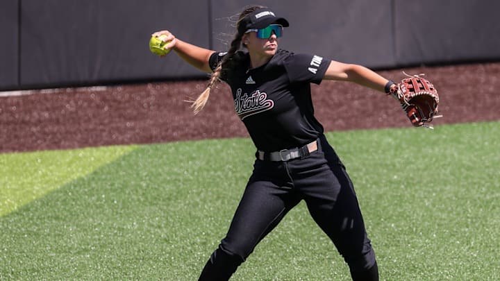 The Mississippi State softball team practices ahead of the Lubbock Regional, Thursday, May 15, 2025, at Rocky Johnson Field.