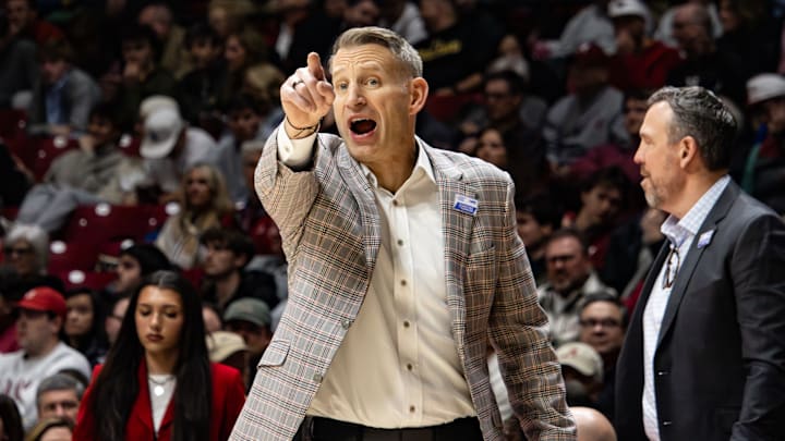 Alabama head coach Nate Oats gets animated calling a play in the first half of the game against Missouri on Jan. 27, 2026. Alabama head coach Nate Oats gets animated calling a play in the first half of the game against Missouri on Jan. 27, 2026.