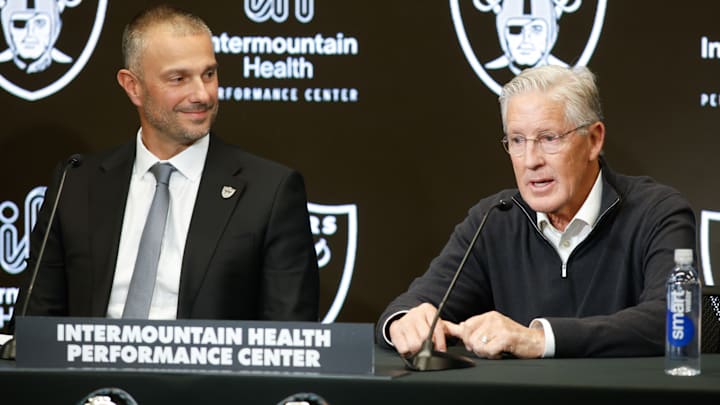 Las Vegas Raiders GM John Spytek and coach Pete Carroll