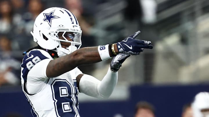 Dallas Cowboys wide receiver Ceedee Lamb (88) celebrates after a play against the Washington Commanders during the first quarter of the game at AT&T Stadium. Dallas Cowboys wide receiver Ceedee Lamb (88) celebrates after a play against the Washington Commanders during the first quarter of the game at AT&T Stadium.
