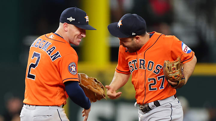 Houston Astros infielders Jose Altuve, Alex Bregman