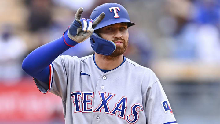 Texas Rangers right fielder Brandon Nimmo.