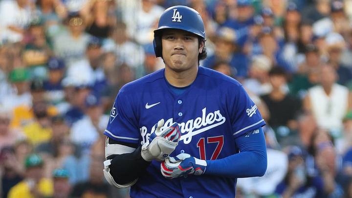 Jun 30, 2026; West Sacramento, California, USA; Los Angeles Dodgers designated hitter Shohei Ohtani (17) reacts after drawing a walk during the sixth inning against the Athletics at Sutter Health Park. Mandatory Credit: Scott Marshall-Imagn Images Jun 30, 2026; West Sacramento, California, USA; Los Angeles Dodgers designated hitter Shohei Ohtani (17) reacts after drawing a walk during the sixth inning against the Athletics at Sutter Health Park. Mandatory Credit: Scott Marshall-Imagn Images