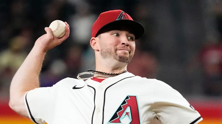 Arizona Diamondbacks pitcher Bryce Jarvis throws to the Baltimore Orioles in the ninth inning at Chase Field in Phoenix, on April 9, 2025. Arizona Diamondbacks pitcher Bryce Jarvis throws to the Baltimore Orioles in the ninth inning at Chase Field in Phoenix, on April 9, 2025.
