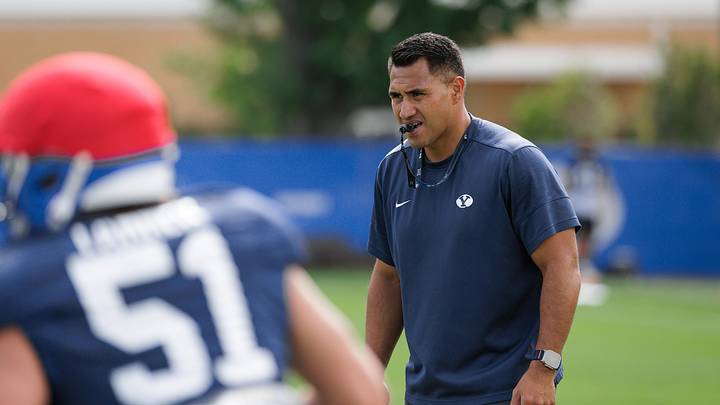 BYU running backs coach Harvey Unga at Fall Camp BYU running backs coach Harvey Unga at Fall Camp