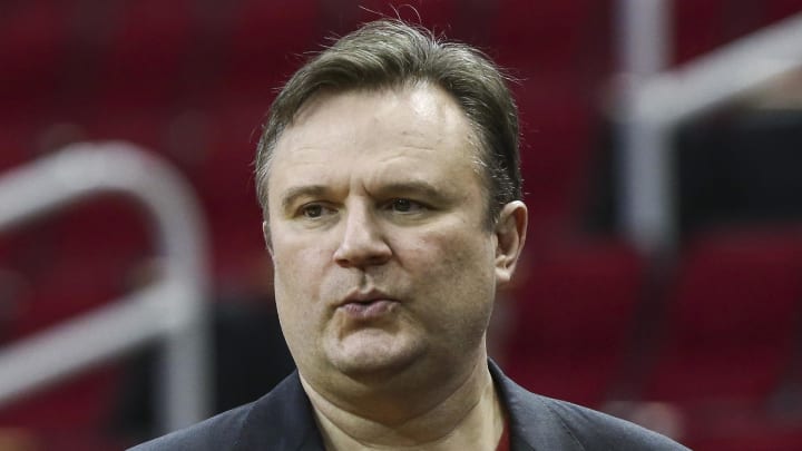 Dec 22, 2018; Houston, TX, USA; Houston Rockets general manager Daryl Morey looks on before a game between the Rockets and the San Antonio Spurs at Toyota Center. Mandatory Credit: Troy Taormina-USA TODAY Sports Dec 22, 2018; Houston, TX, USA; Houston Rockets general manager Daryl Morey looks on before a game between the Rockets and the San Antonio Spurs at Toyota Center. Mandatory Credit: Troy Taormina-USA TODAY Sports