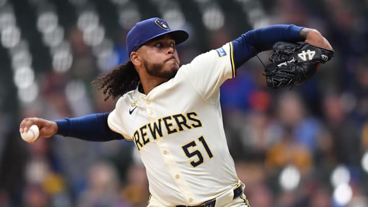 May 28, 2025; Milwaukee, Wisconsin, USA; Milwaukee Brewers starting pitcher Freddy Peralta (51) pitches during the first inning against the Boston Red Sox at American Family Field. Mandatory Credit: Patrick Gorski-Imagn Images May 28, 2025; Milwaukee, Wisconsin, USA; Milwaukee Brewers starting pitcher Freddy Peralta (51) pitches during the first inning against the Boston Red Sox at American Family Field. Mandatory Credit: Patrick Gorski-Imagn Images