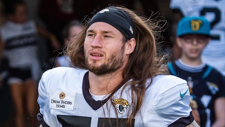 Jaguars Dennis Gardeck (57) jogs onto the field before an NFL scrimmage at EverBank Stadium Friday August 1, 2025, in Jacksonville, Fla. [Doug Engle/Florida Times-Union]