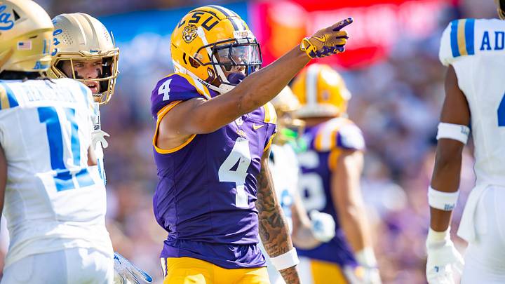 CJ Daniels signals first down as the LSU Tigers take on UCLA at Tiger Stadium in Baton Rouge, LA. Saturday, Sept. 21, 2024. CJ Daniels signals first down as the LSU Tigers take on UCLA at Tiger Stadium in Baton Rouge, LA. Saturday, Sept. 21, 2024.