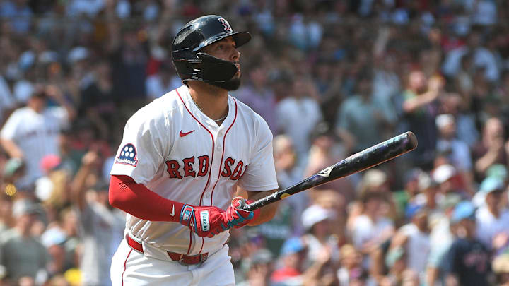 Aug 17, 2025; Boston, Massachusetts, USA; Boston Red Sox right fielder Wilyer Abreu (52) hits a two run home run during the fourth inning against the Miami Marlins at Fenway Park. Mandatory Credit: Bob DeChiara-Imagn Images Aug 17, 2025; Boston, Massachusetts, USA; Boston Red Sox right fielder Wilyer Abreu (52) hits a two run home run during the fourth inning against the Miami Marlins at Fenway Park. Mandatory Credit: Bob DeChiara-Imagn Images