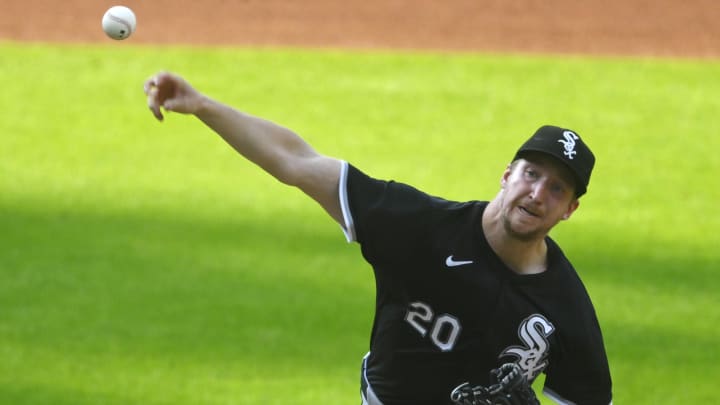 Jul 3, 2024; Cleveland, Ohio, USA; Chicago White Sox starting pitcher Erick Fedde (20) delivers a pitch in the first inning against the Cleveland Guardians at Progressive Field. Mandatory Credit: David Richard-USA TODAY Sports Jul 3, 2024; Cleveland, Ohio, USA; Chicago White Sox starting pitcher Erick Fedde (20) delivers a pitch in the first inning against the Cleveland Guardians at Progressive Field. Mandatory Credit: David Richard-USA TODAY Sports