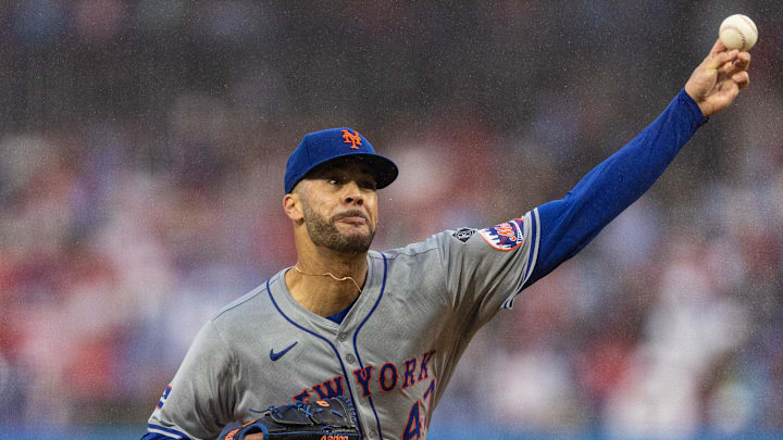 May 15, 2024; Philadelphia, Pennsylvania, USA; New York Mets starting pitcher Joey Lucchesi (47) throws a pitch during the first inning against the Philadelphia Phillies at Citizens Bank Park. Mandatory Credit: Bill Streicher-USA TODAY Sports