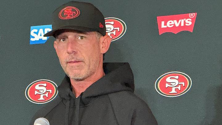 San Francisco 49ers coach Kyle Shanahan speaks at a press conference ahead of the first NFL game in Australia, at Melbourne Rectangular Stadium, in Melbourne, Australia, September 7,2026. Picture taken with a mobile phone. REUTERS/Ian Ransom San Francisco 49ers coach Kyle Shanahan speaks at a press conference ahead of the first NFL game in Australia, at Melbourne Rectangular Stadium, in Melbourne, Australia, September 7,2026. Picture taken with a mobile phone. REUTERS/Ian Ransom