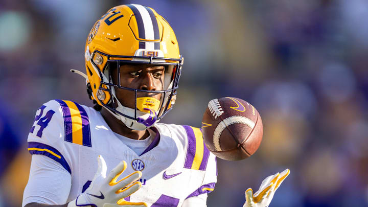 Sep 6, 2025; Baton Rouge, Louisiana, USA; LSU Tigers safety Jacob Bradford (24) during warmups before the game against Louisiana Tech Bulldogs at Tiger Stadium. Mandatory Credit: Stephen Lew-Imagn Images Sep 6, 2025; Baton Rouge, Louisiana, USA; LSU Tigers safety Jacob Bradford (24) during warmups before the game against Louisiana Tech Bulldogs at Tiger Stadium. Mandatory Credit: Stephen Lew-Imagn Images