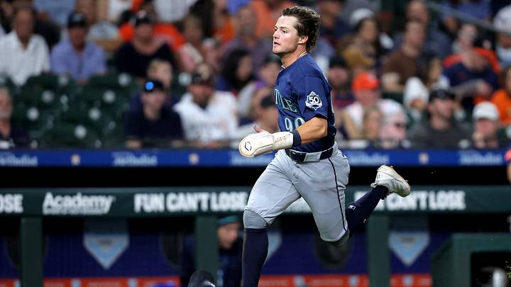 Aug 15, 2026; Houston, Texas, USA; Seattle Mariners shortstop Brock Rodden (90) runs towards home plate to score a run against the Houston Astros during the eighth inning at Daikin Park. Mandatory Credit: Erik Williams-Imagn Images Aug 15, 2026; Houston, Texas, USA; Seattle Mariners shortstop Brock Rodden (90) runs towards home plate to score a run against the Houston Astros during the eighth inning at Daikin Park. Mandatory Credit: Erik Williams-Imagn Images