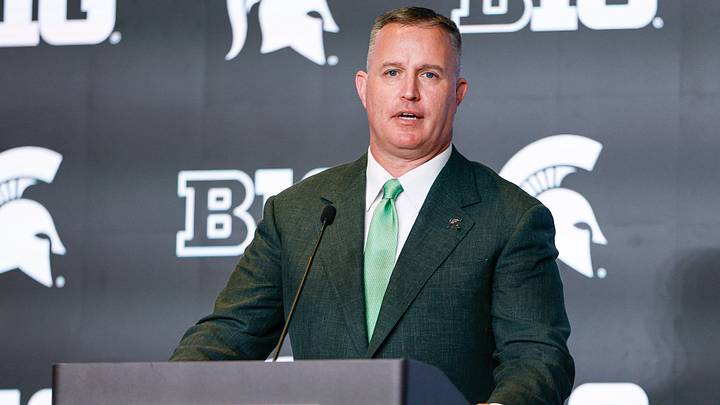 Jul 29, 2026; Chicago, IL, USA; Michigan State Football head coach Pat Fitzgerald speaks during Big Ten Media Days at Hilton Chicago. Mandatory Credit: Kamil Krzaczynski-Imagn Images Jul 29, 2026; Chicago, IL, USA; Michigan State Football head coach Pat Fitzgerald speaks during Big Ten Media Days at Hilton Chicago. Mandatory Credit: Kamil Krzaczynski-Imagn Images