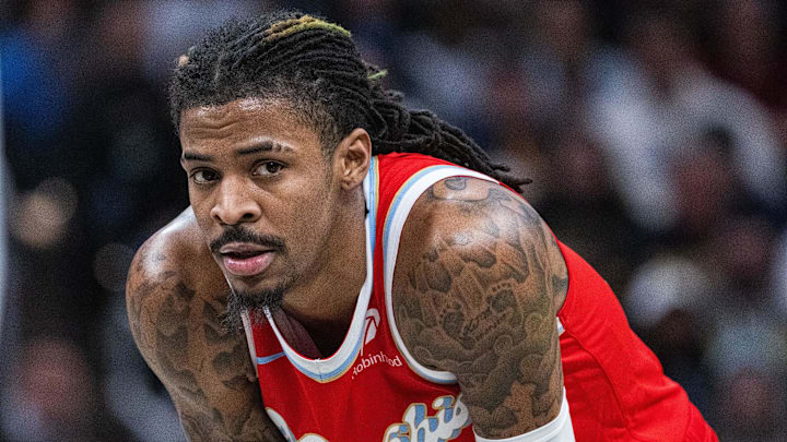 Feb 20, 2025; Indianapolis, Indiana, USA; sMemphis Grizzlies guard Ja Morant (12) in the first half against the Indiana Pacers at Gainbridge Fieldhouse. Mandatory Credit: Trevor Ruszkowski-Imagn Images Feb 20, 2025; Indianapolis, Indiana, USA; sMemphis Grizzlies guard Ja Morant (12) in the first half against the Indiana Pacers at Gainbridge Fieldhouse. Mandatory Credit: Trevor Ruszkowski-Imagn Images