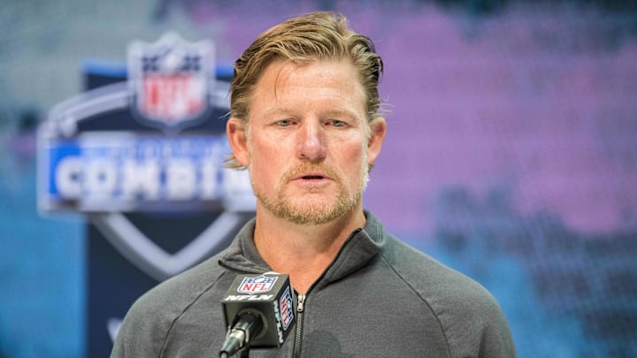 Feb 25, 2020; Indianapolis, Indiana, USA; Los Angeles Rams general manager Les Snead speaks to the media during the 2020 NFL Combine in the Indianapolis Convention Center. Mandatory Credit: Trevor Ruszkowski-Imagn Images