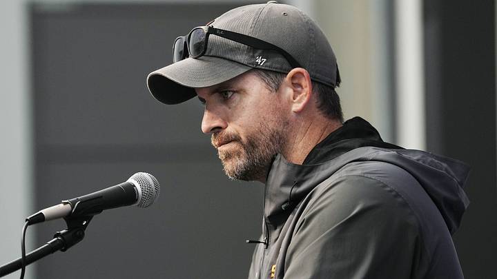 Iowa State football head coach Jimmy Rogers talks to media after first day practice at the university’s Stark Performance Center in Ames, Iowa. Iowa State football head coach Jimmy Rogers talks to media after first day practice at the university’s Stark Performance Center in Ames, Iowa.