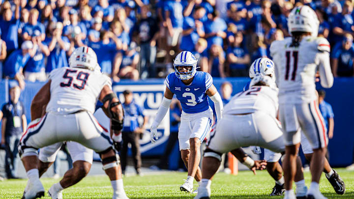 BYU safety Raider Damuni against Arizona BYU safety Raider Damuni against Arizona