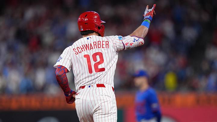Jun 20, 2026; Philadelphia, Pennsylvania, USA; Philadelphia Phillies designated hitter Kyle Schwarber (12) rounds the bases after hitting a two-run home run against the New York Mets in the seventh inning at Citizens Bank Park. Mandatory Credit: Kyle Ross-Imagn Images Jun 20, 2026; Philadelphia, Pennsylvania, USA; Philadelphia Phillies designated hitter Kyle Schwarber (12) rounds the bases after hitting a two-run home run against the New York Mets in the seventh inning at Citizens Bank Park. Mandatory Credit: Kyle Ross-Imagn Images