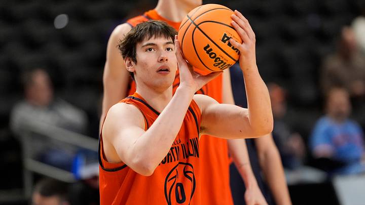Mar 18, 2026; Greenville, SC, USA; Illinois Fighting Illini forward David Mirkovic (0) shoots the ball during a practice session ahead of the first round of the men's 2026 NCAA Tournament at Bon Secours Wellness Arena. Mandatory Credit: Jim Dedmon-Imagn Images Mar 18, 2026; Greenville, SC, USA; Illinois Fighting Illini forward David Mirkovic (0) shoots the ball during a practice session ahead of the first round of the men's 2026 NCAA Tournament at Bon Secours Wellness Arena. Mandatory Credit: Jim Dedmon-Imagn Images