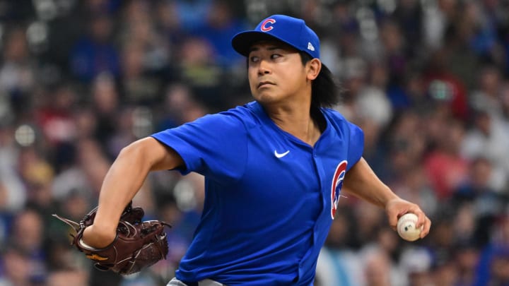 May 29, 2024; Milwaukee, Wisconsin, USA; Chicago Cubs starting pitcher Shota Imanaga (18) pitches.