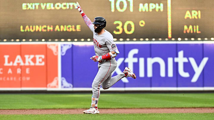 Aug 26, 2025; Baltimore, Maryland, USA; Boston Red Sox shortstop Trevor Story (10) rounds the bases after hitting a solo home run during the first inning against the Baltimore Orioles at Oriole Park at Camden Yards. Mandatory Credit: James A. Pittman-Imagn Images Aug 26, 2025; Baltimore, Maryland, USA; Boston Red Sox shortstop Trevor Story (10) rounds the bases after hitting a solo home run during the first inning against the Baltimore Orioles at Oriole Park at Camden Yards. Mandatory Credit: James A. Pittman-Imagn Images