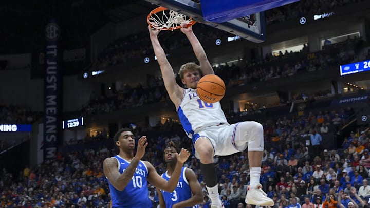 The Florida Gators will play the winner of Tennessee-Vanderbilt after beating Kentucky in the SEC Tournament Quarterfinals.