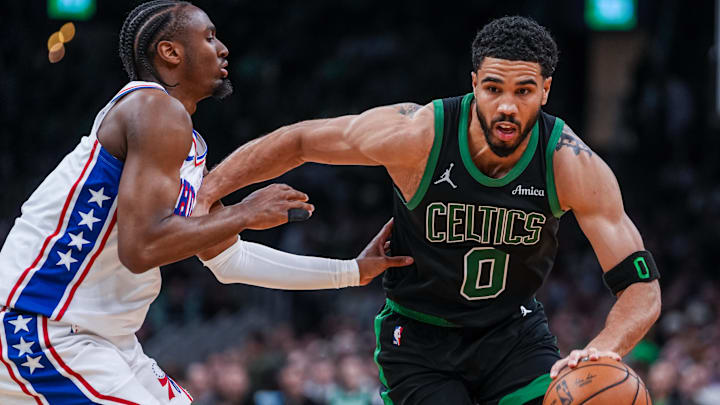 Jayson Tatum will miss Game 7 against the 76ers with a left leg injury