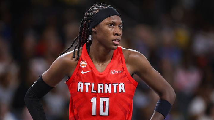 Jul 13, 2026; College Park, Georgia, USA; Atlanta Dream guard Rhyne Howard (10) in action against the Los Angeles Sparks in the second quarter at Gateway Center Arena at College Park. Mandatory Credit: Brett Davis-Imagn Images Jul 13, 2026; College Park, Georgia, USA; Atlanta Dream guard Rhyne Howard (10) in action against the Los Angeles Sparks in the second quarter at Gateway Center Arena at College Park. Mandatory Credit: Brett Davis-Imagn Images