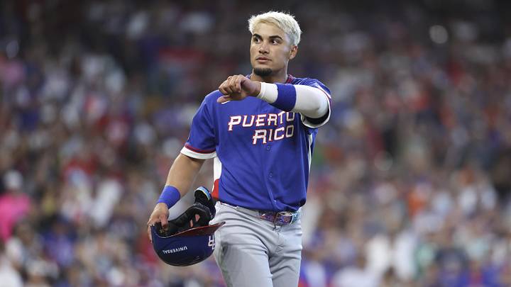 Mar 14, 2026; Houston, TX, United States; Puerto Rico outfielder Bryan Torres (2) shows his hand toward the Italy dugout after being hit by a pitch during the eighth inning during a quarterfinal game of the 2026 World Baseball Classic at Daikin Park. Mandatory Credit: Troy Taormina-Imagn Images Mar 14, 2026; Houston, TX, United States; Puerto Rico outfielder Bryan Torres (2) shows his hand toward the Italy dugout after being hit by a pitch during the eighth inning during a quarterfinal game of the 2026 World Baseball Classic at Daikin Park. Mandatory Credit: Troy Taormina-Imagn Images