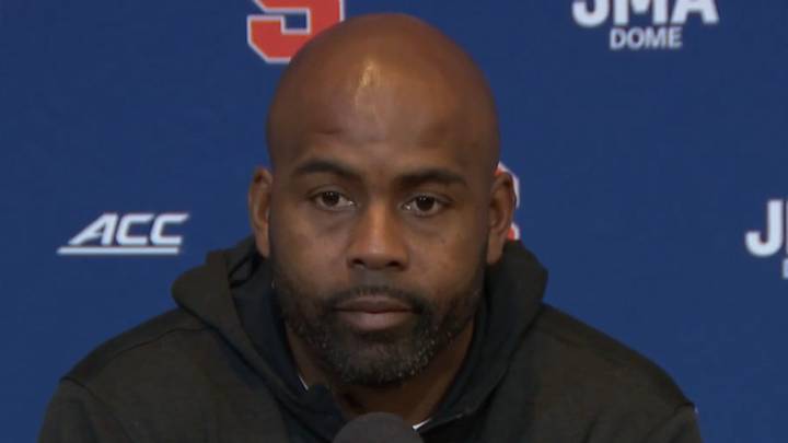 A somewhat tranquil Fran Brown met the media Monday at the Lally Athletics Complex, prior to the Orange's meeting Thursday with Pitt. A somewhat tranquil Fran Brown met the media Monday at the Lally Athletics Complex, prior to the Orange's meeting Thursday with Pitt.