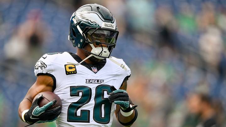 Philadelphia Eagles running back Saquon Barkley (26) during pre-game warmups against the Tennessee Titans at Nissan Stadium. Mandatory Credit: Steve Roberts-Imagn Images Philadelphia Eagles running back Saquon Barkley (26) during pre-game warmups against the Tennessee Titans at Nissan Stadium. Mandatory Credit: Steve Roberts-Imagn Images