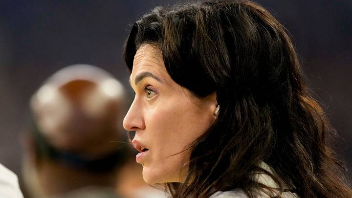 Carlie Irsay-Gordon talks on the sideline Sunday, Sept. 13, 2026, during a game against the Baltimore Ravens at Lucas Oil Stadium in Indianapolis. Carlie Irsay-Gordon talks on the sideline Sunday, Sept. 13, 2026, during a game against the Baltimore Ravens at Lucas Oil Stadium in Indianapolis.