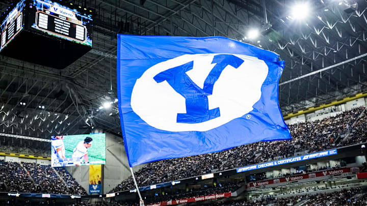 BYU flag against Colorado in the Alamo Bowl