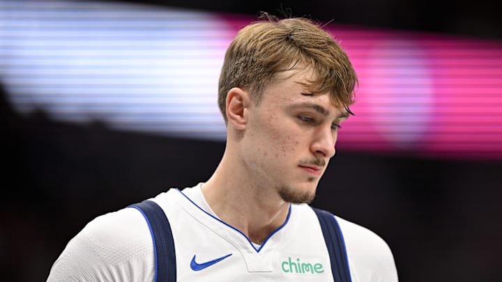 Oct 29, 2025; Dallas, Texas, USA; Dallas Mavericks forward Cooper Flagg (32) looks on during the first quarter against the Indiana Pacers at the American Airlines Center. Mandatory Credit: Jerome Miron-Imagn Images Oct 29, 2025; Dallas, Texas, USA; Dallas Mavericks forward Cooper Flagg (32) looks on during the first quarter against the Indiana Pacers at the American Airlines Center. Mandatory Credit: Jerome Miron-Imagn Images