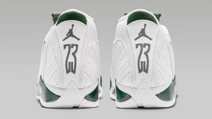 The Air Jordan 14 "Forest Green" colorway. The Air Jordan 14 "Forest Green" colorway.