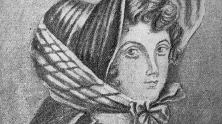 Black-and-white sketch of Emily Brontë