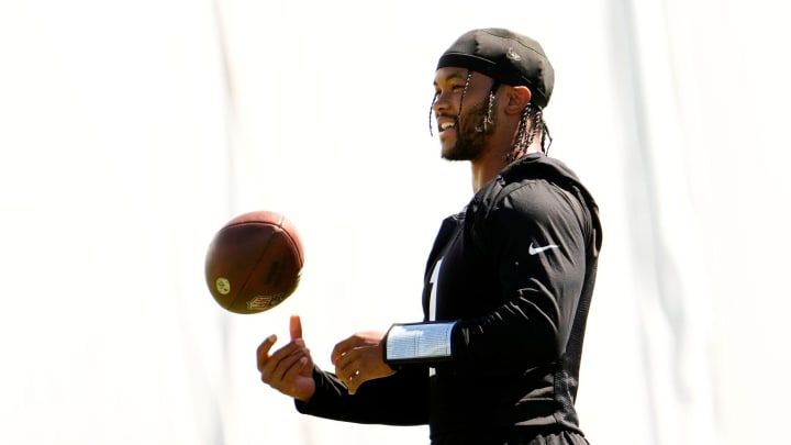Arizona Cardinals quarterback Kyler Murray (1) during minicamp at Dignity Health Training Center on June 11, 2024. Arizona Cardinals quarterback Kyler Murray (1) during minicamp at Dignity Health Training Center on June 11, 2024.