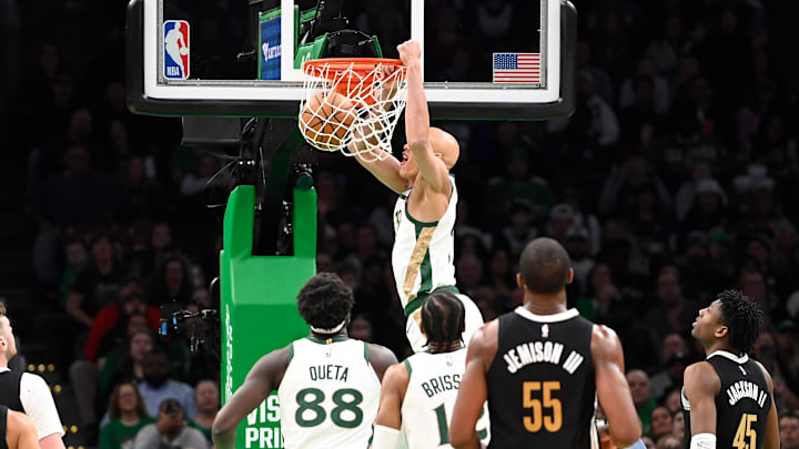 Feb 4, 2024; Boston, Massachusetts, USA; Boston Celtics guard Jordan Walsh (27) registers his first