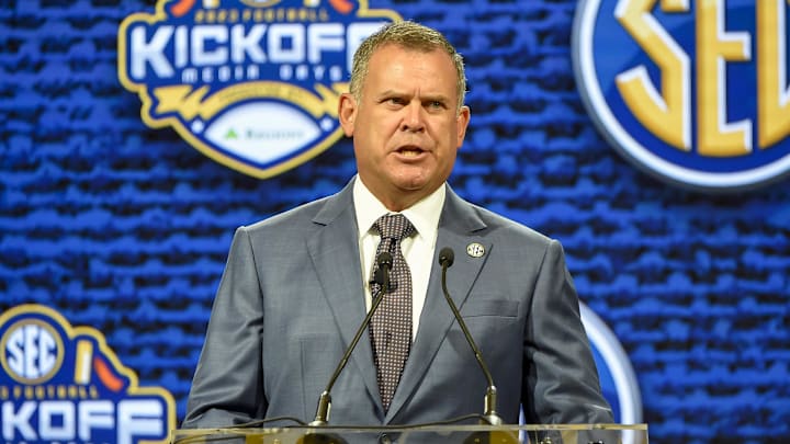 SEC coordinator of football officials John McDaid speaks with the media during SEC Media Days at Grand Hyatt. SEC coordinator of football officials John McDaid speaks with the media during SEC Media Days at Grand Hyatt.